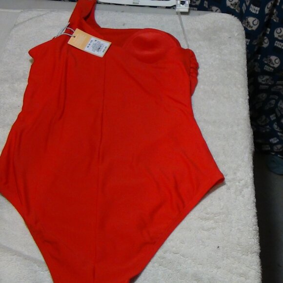 Kona Sol Women's Swimsuit Body Suit One Piece One Shoulder Tummy Control Red M - Picture 13 of 14
